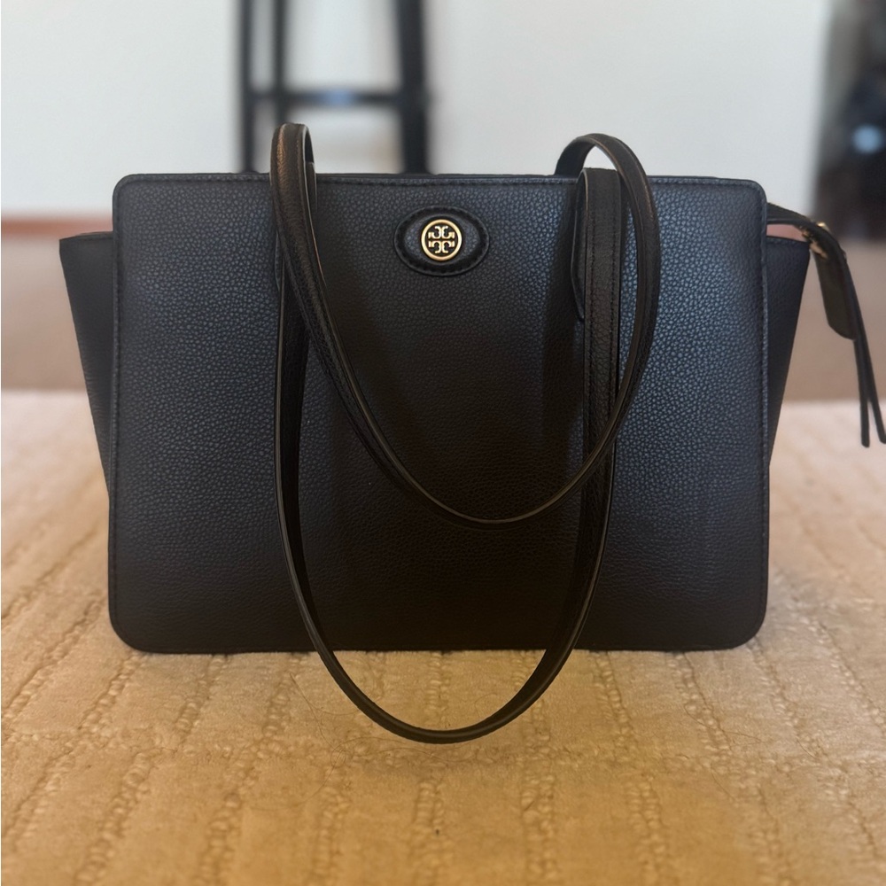 Tory Burch Black Pebbled Leather Tote